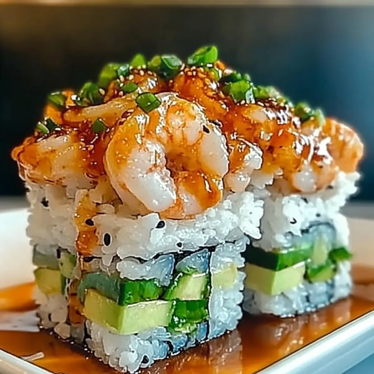 Spicy Shrimp Sushi Stacks