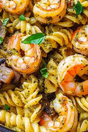 Pesto Shrimp Mushroom Pasta