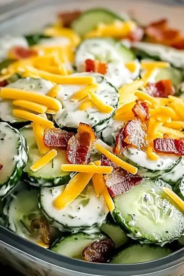 Cucumber Salad with Bacon and Cheese