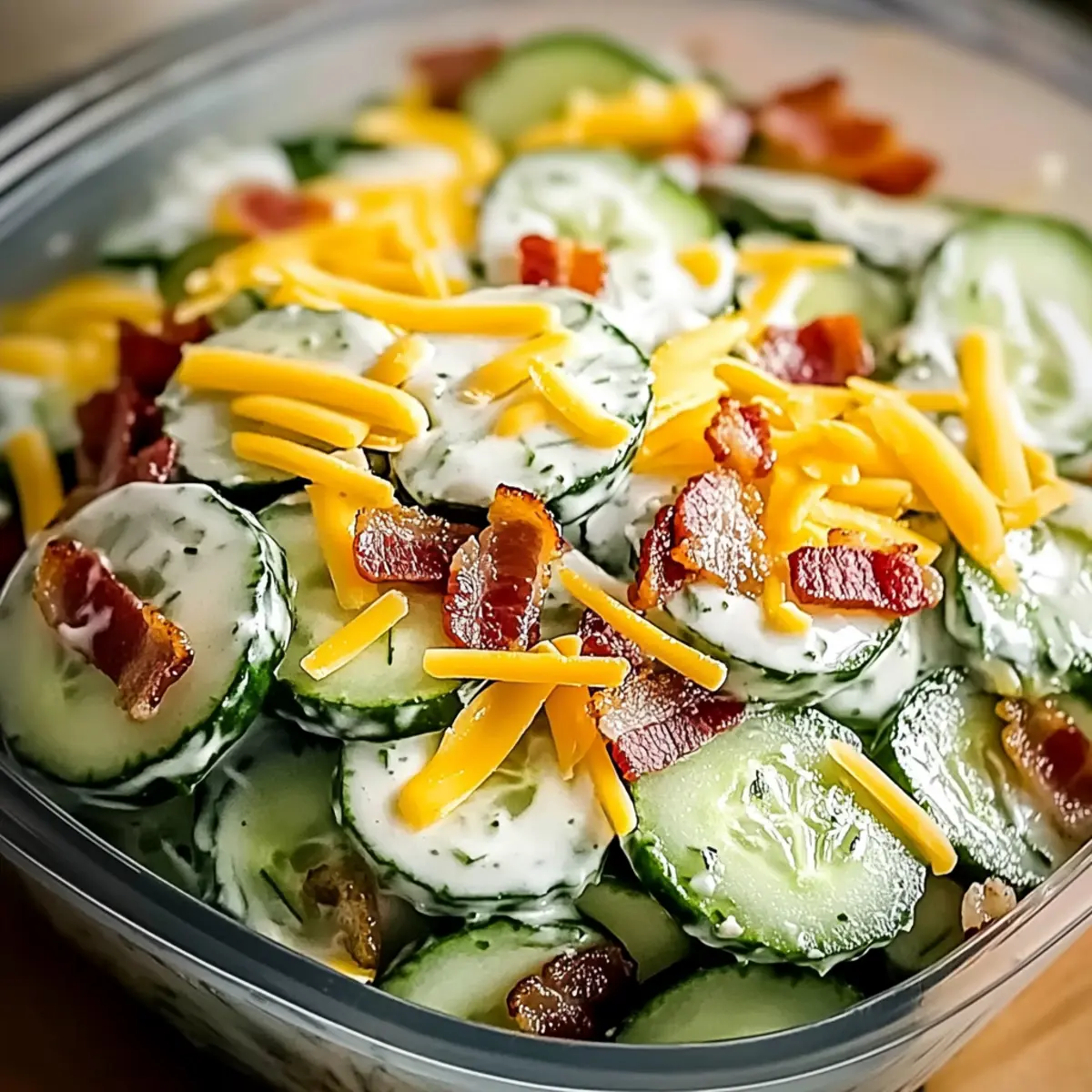 Cucumber Salad with Bacon and Cheese