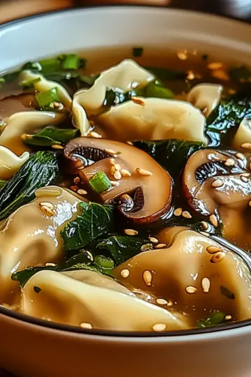 Potsticker Soup with Mushrooms