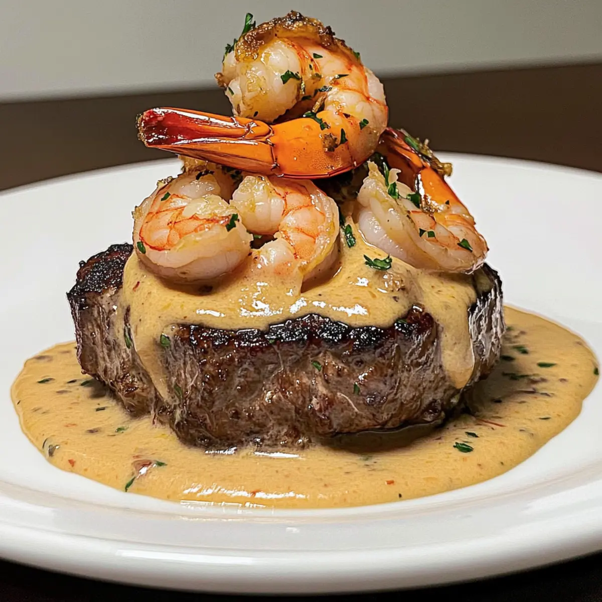 Steak with Shrimp and Lobster Sauce
