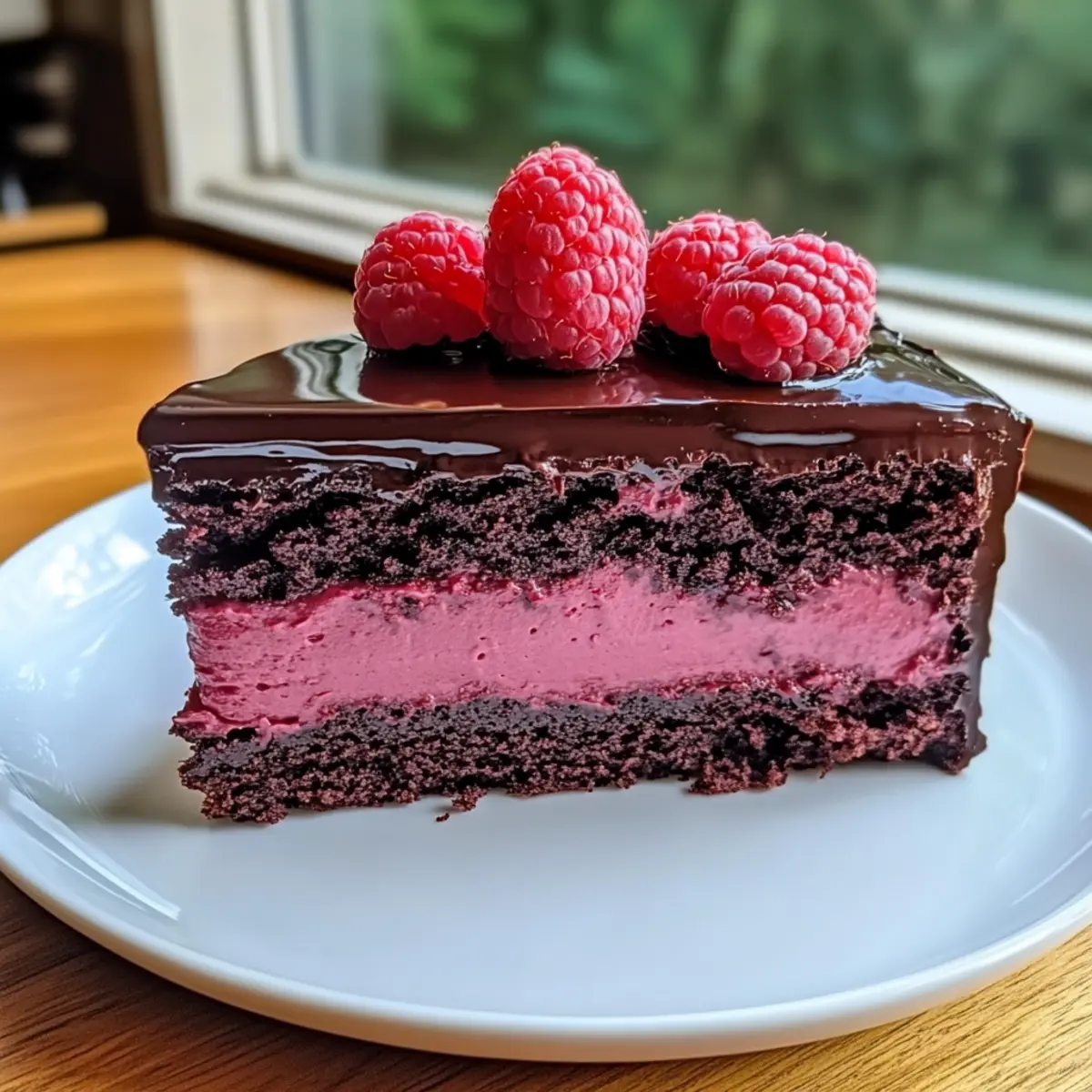 Dark Chocolate Raspberry Mousse Cake