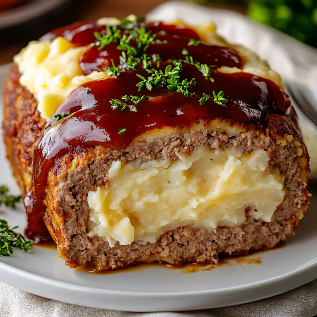 Mashed Potato Stuffed Meatloaf