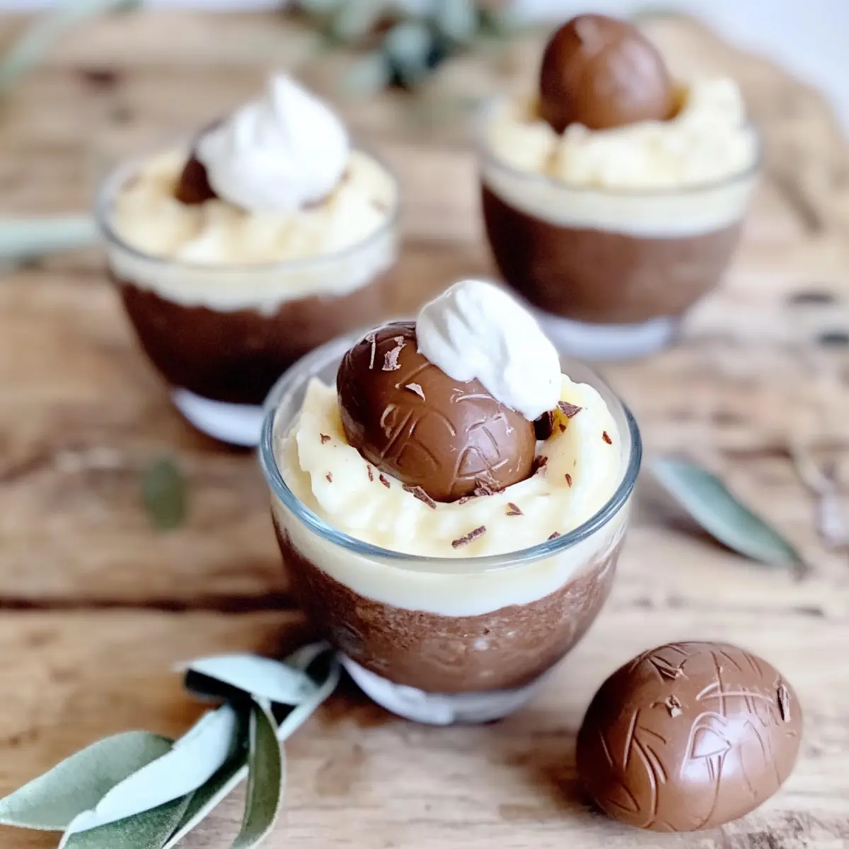 white chocolate Easter egg pudding cups