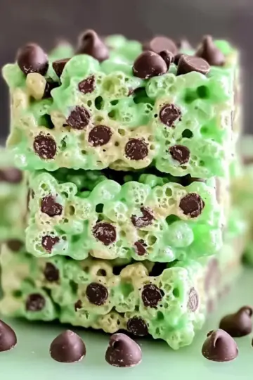 Mint Chocolate Chip Rice Krispie Treats