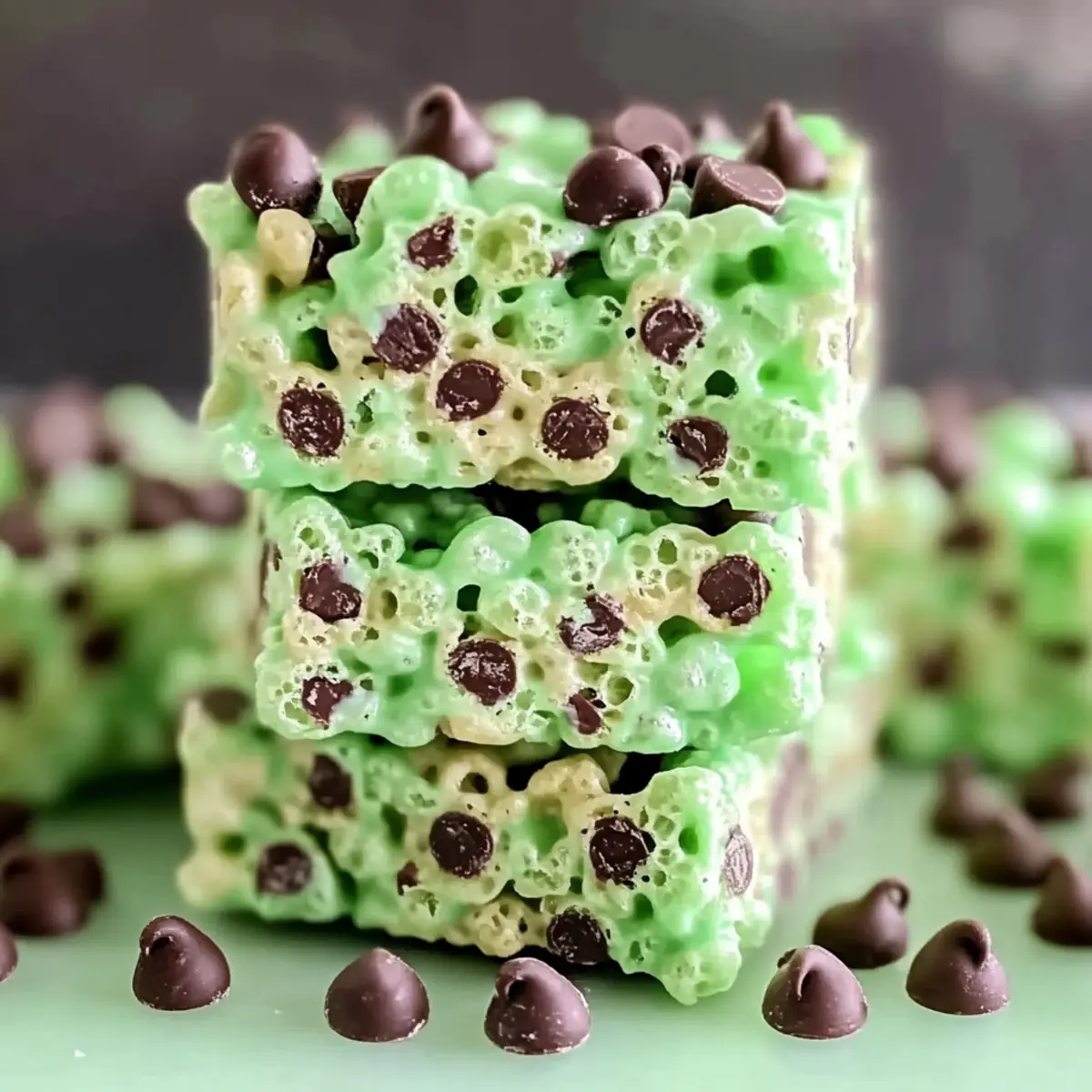 Mint Chocolate Chip Rice Krispie Treats