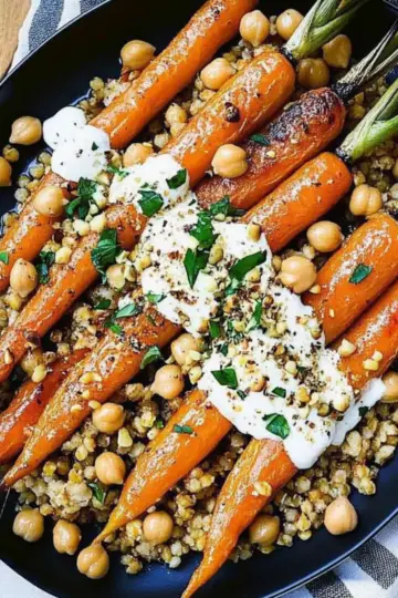 Roasted Carrots with Farro, Chickpeas