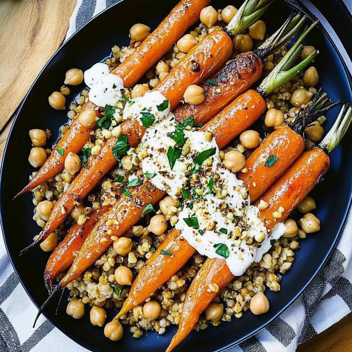 Roasted Carrots with Farro, Chickpeas
