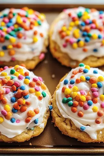 Frosted Fruity Pebbles Cookies