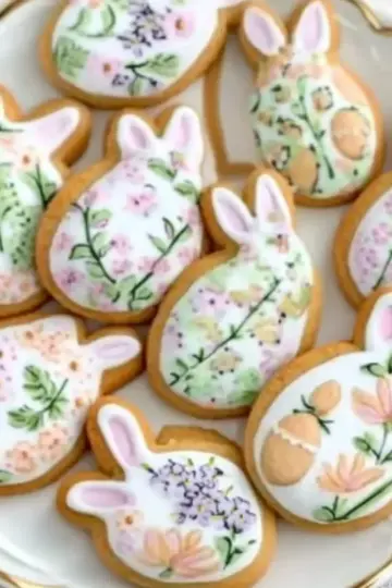 Floral Bunny and Egg Sugar Cookies