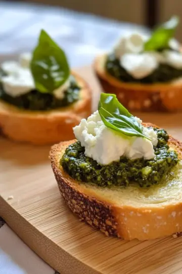 Pesto & Goat Cheese Crostini