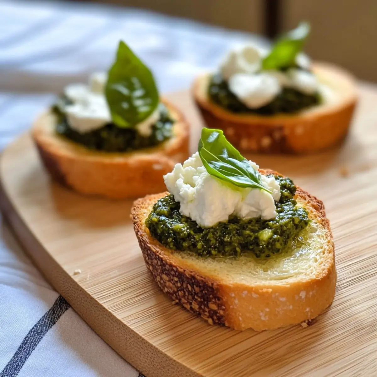 Pesto & Goat Cheese Crostini