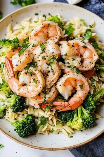 Shrimp Scampi with Broccoli Orzo