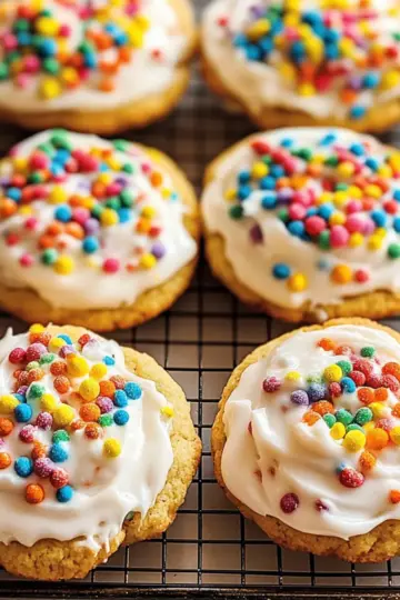 Frosted Fruity Pebbles Cookies
