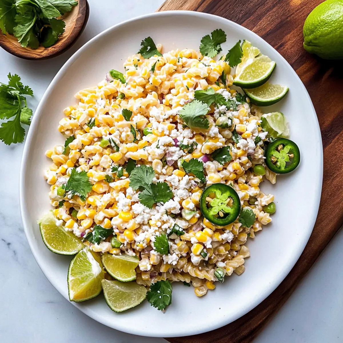 Mexican elote corn pasta salad