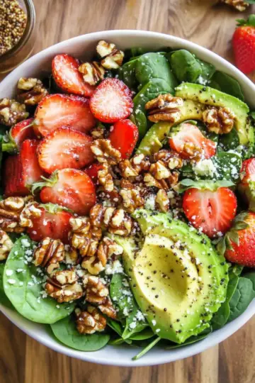Avocado Strawberry Spinach Salad