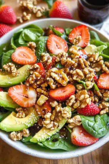 Avocado Strawberry Spinach Salad