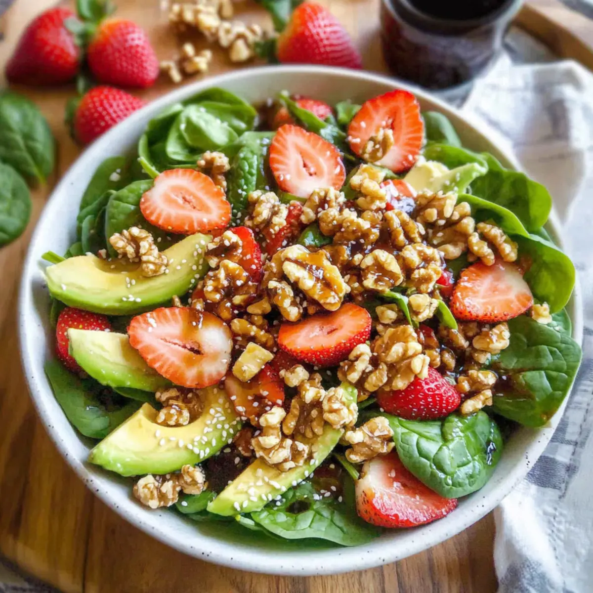 Avocado Strawberry Spinach Salad