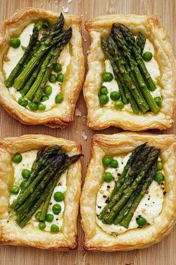 Asparagus, Pea and Ricotta Tarts