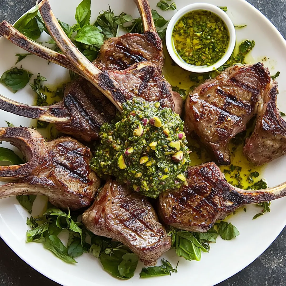 Lamb Loin Chops Over Minty Pistachio Butter