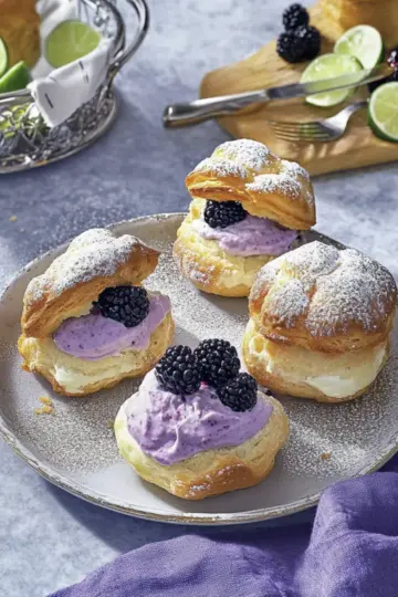 Blackberry Lime Cream Puffs