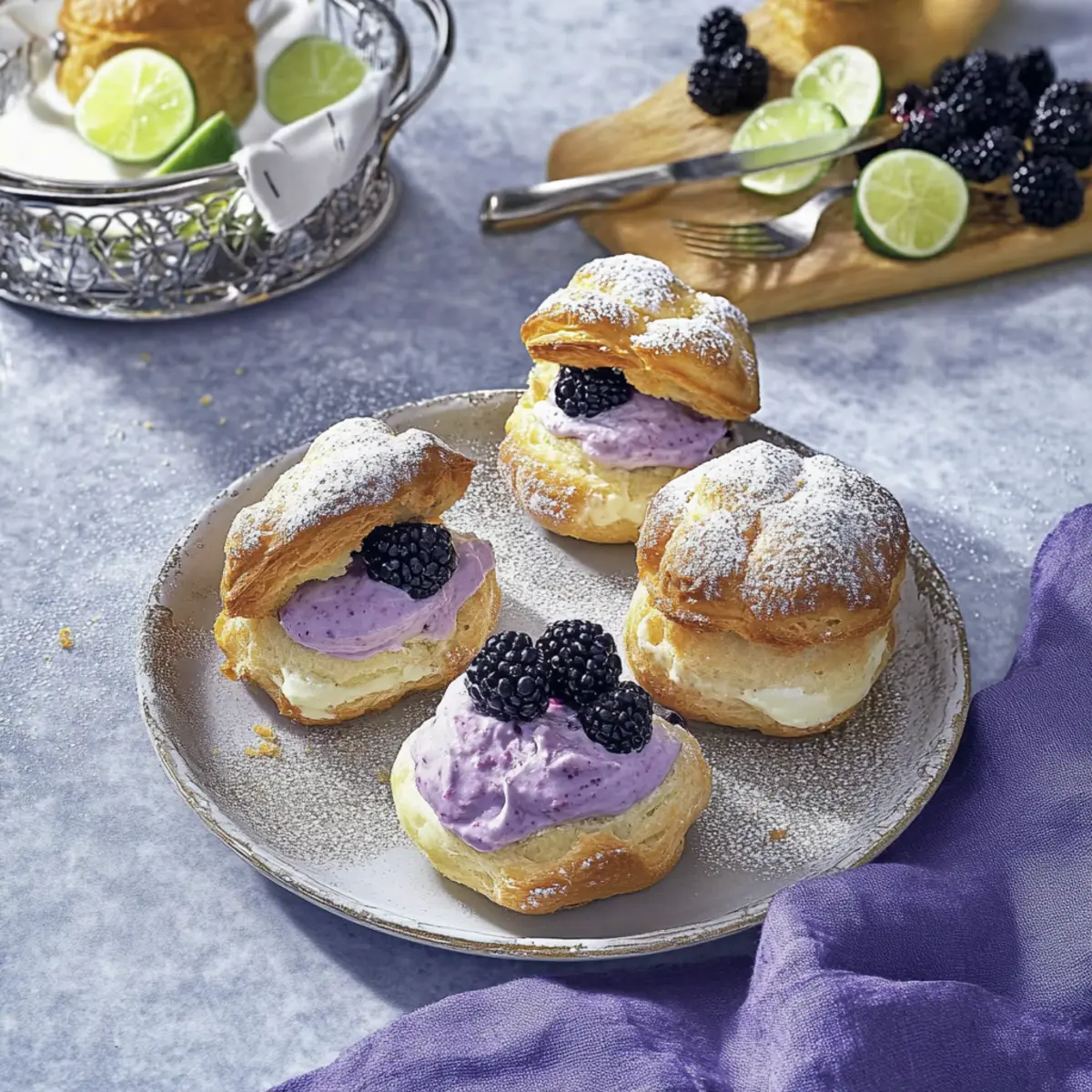 Blackberry Lime Cream Puffs