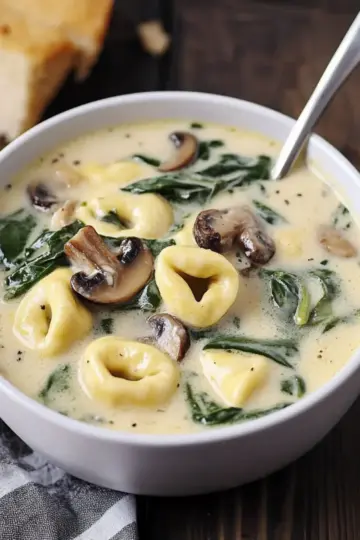 Tortellini Spinach and Mushroom Soup