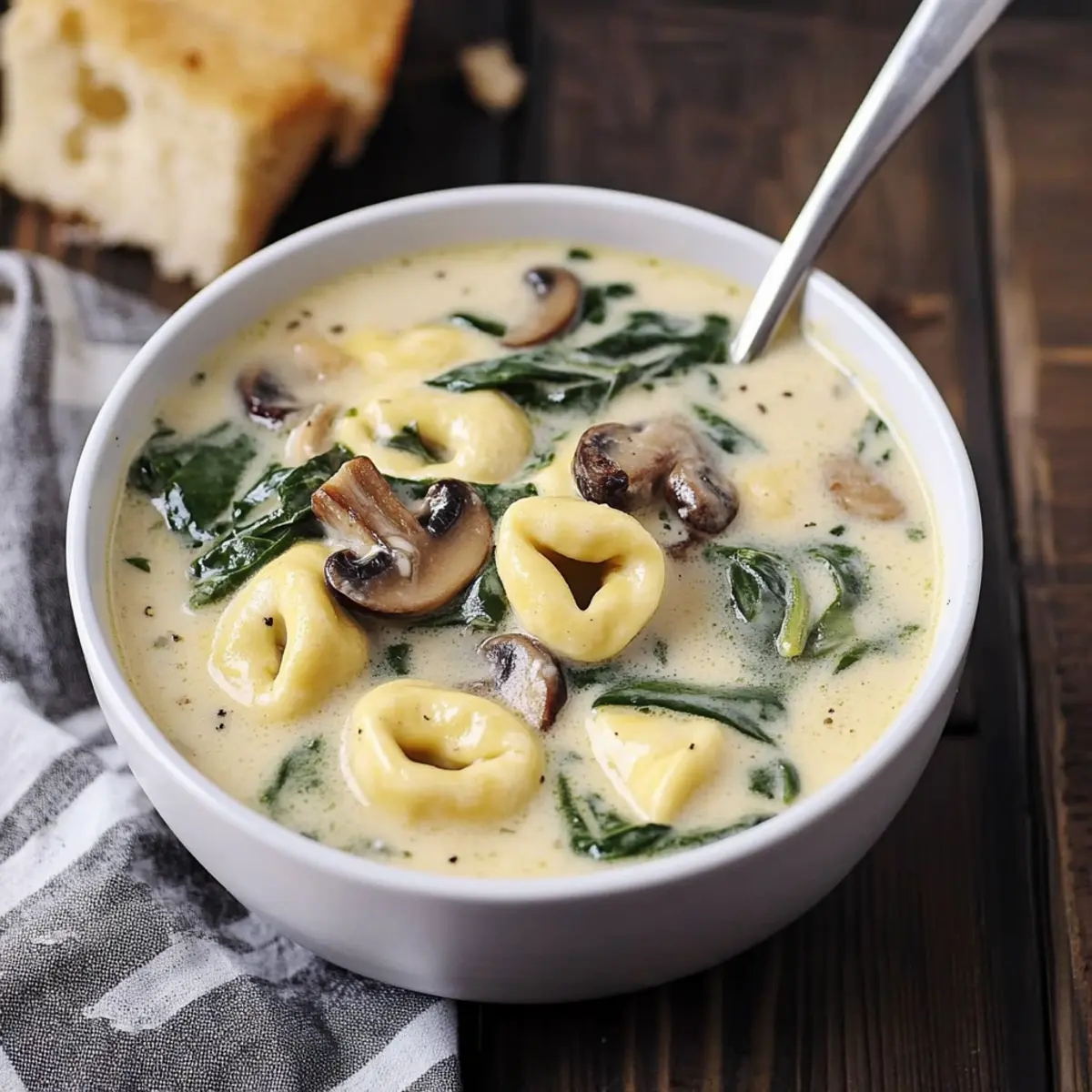 Tortellini Spinach and Mushroom Soup