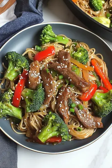 Sesame Garlic Beef and Broccoli Noodles