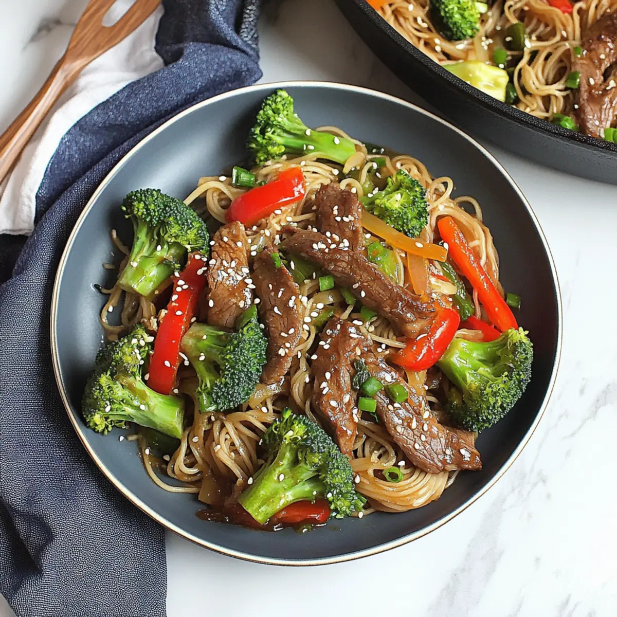 Sesame Garlic Beef and Broccoli Noodles
