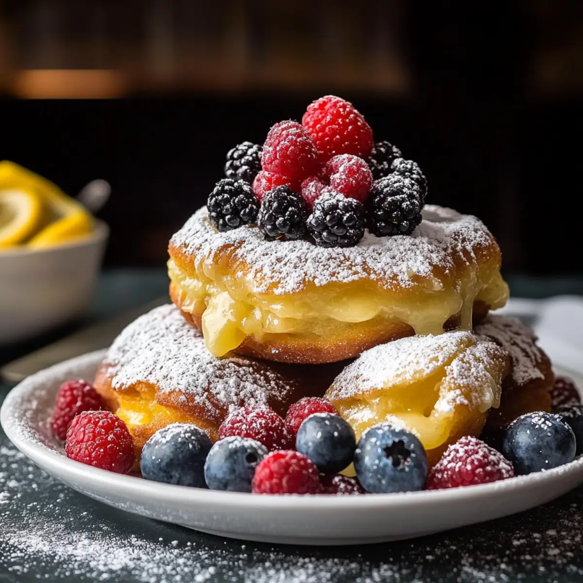 Lemon Beignets with Fresh Berries