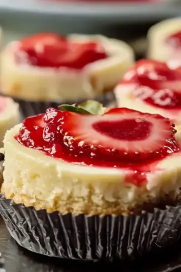 Strawberry Rhubarb Mini Cheesecakes