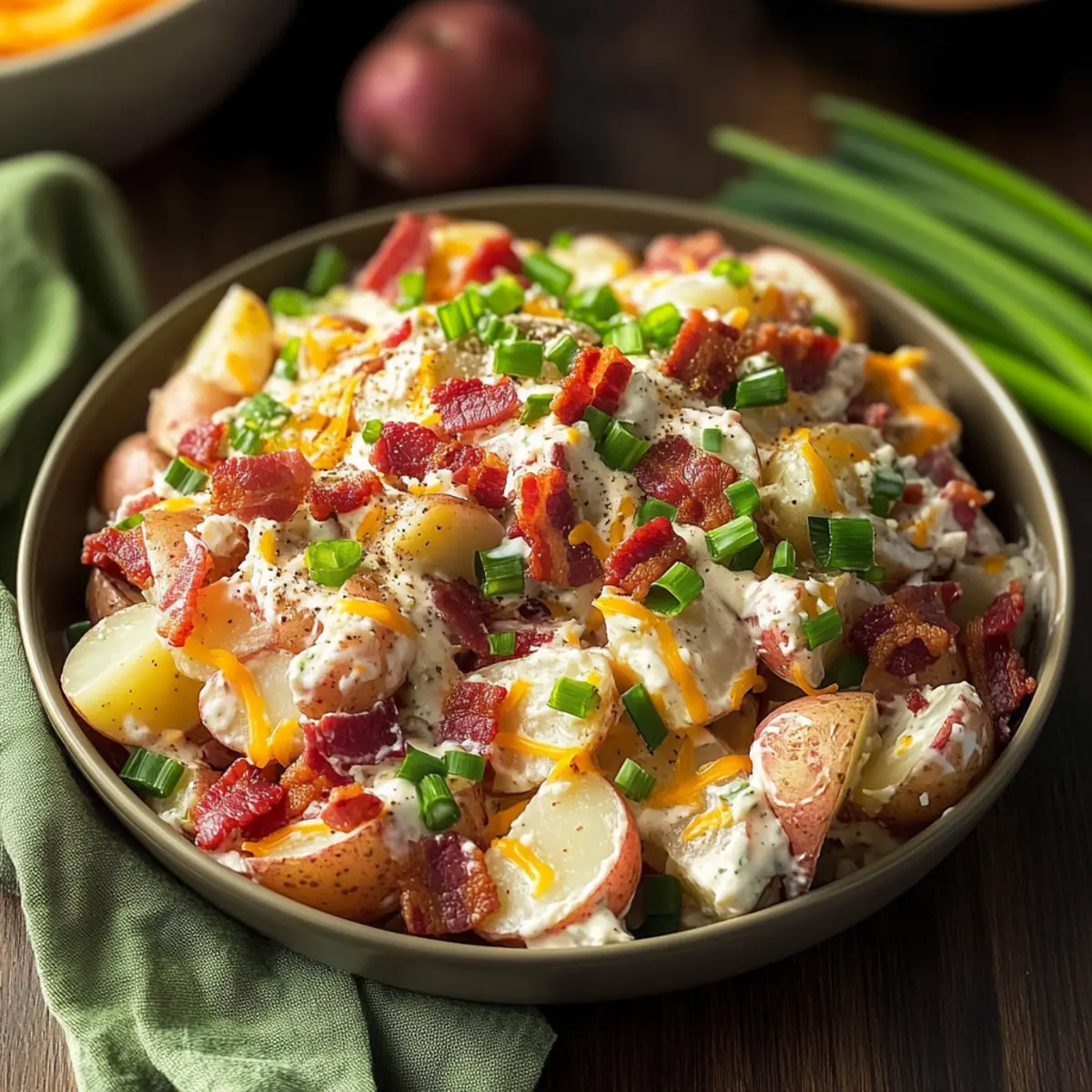 Cheddar Bacon Ranch Potato Salad