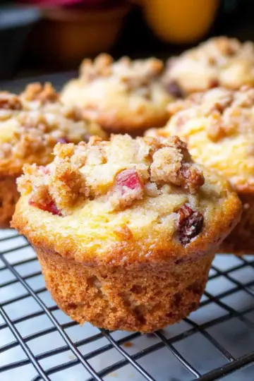 Rhubarb Muffins with Pecan Streusel