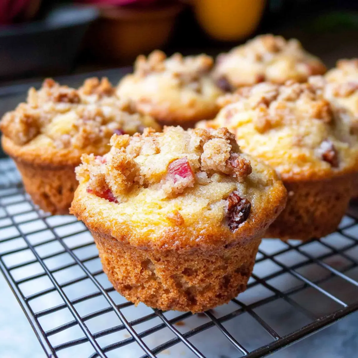 Rhubarb Muffins with Pecan Streusel