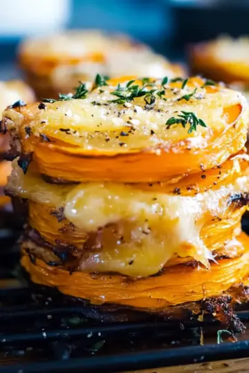 Cheesy Gruyere Sweet Potato Stacks