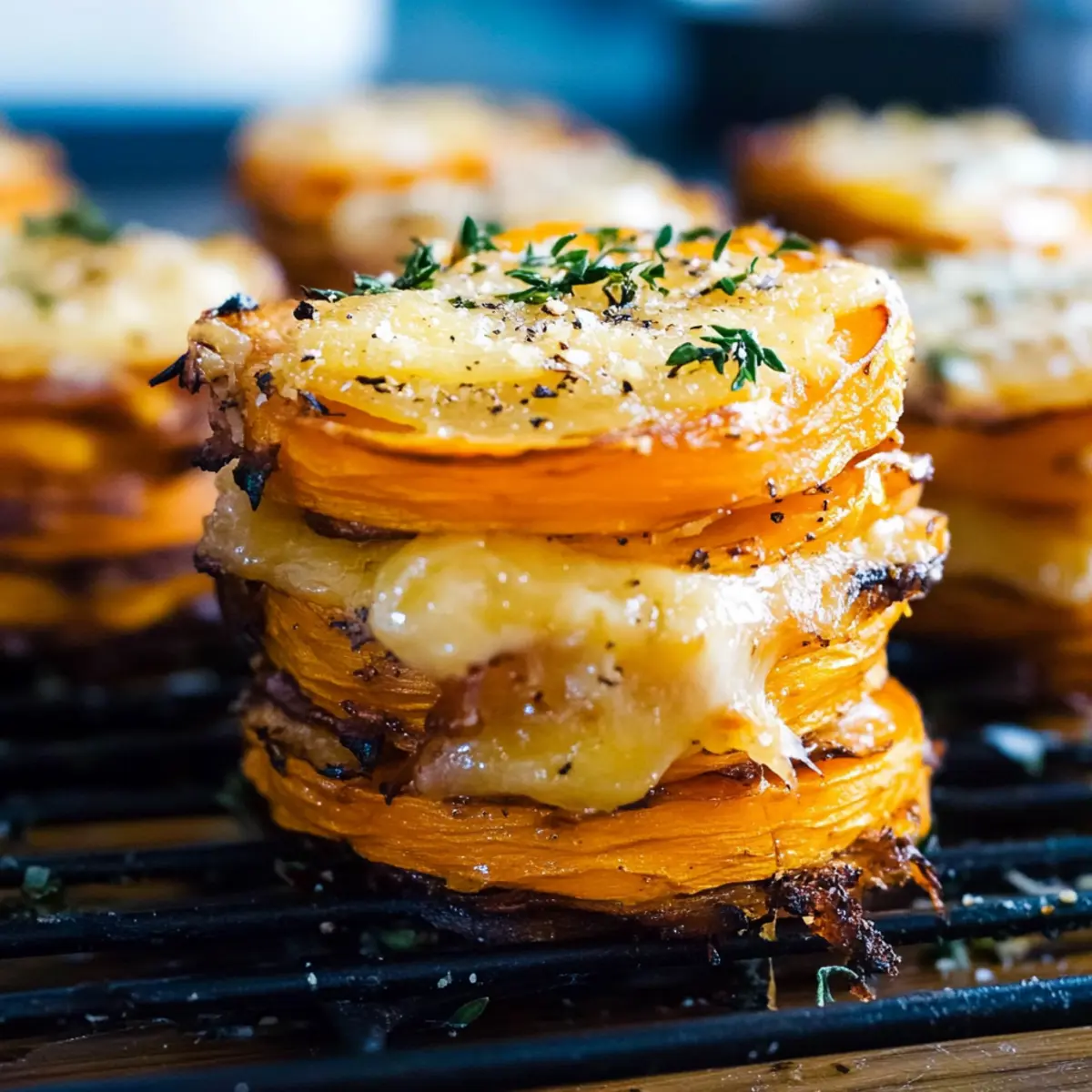 Cheesy Gruyere Sweet Potato Stacks