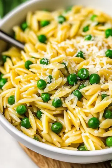 Lemon Orzo with Parmesan and Peas
