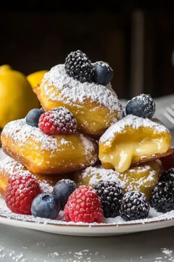 Lemon Beignets with Fresh Berries