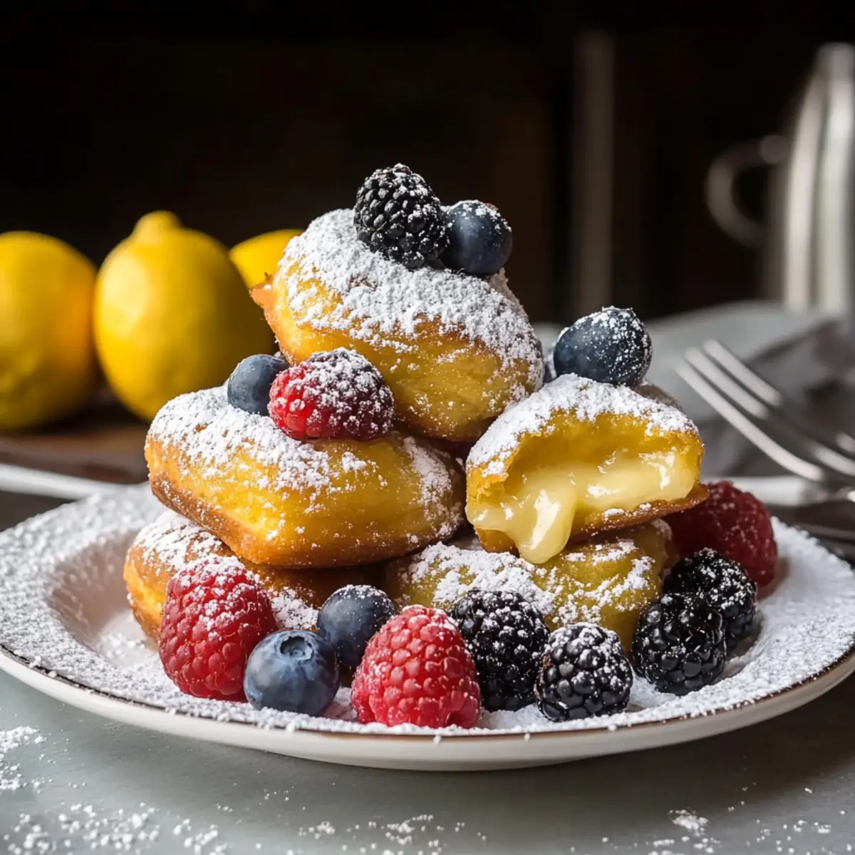 Lemon Beignets with Fresh Berries