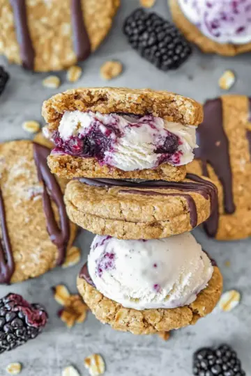 Blackberry Crumble Ice Cream Sandwiches