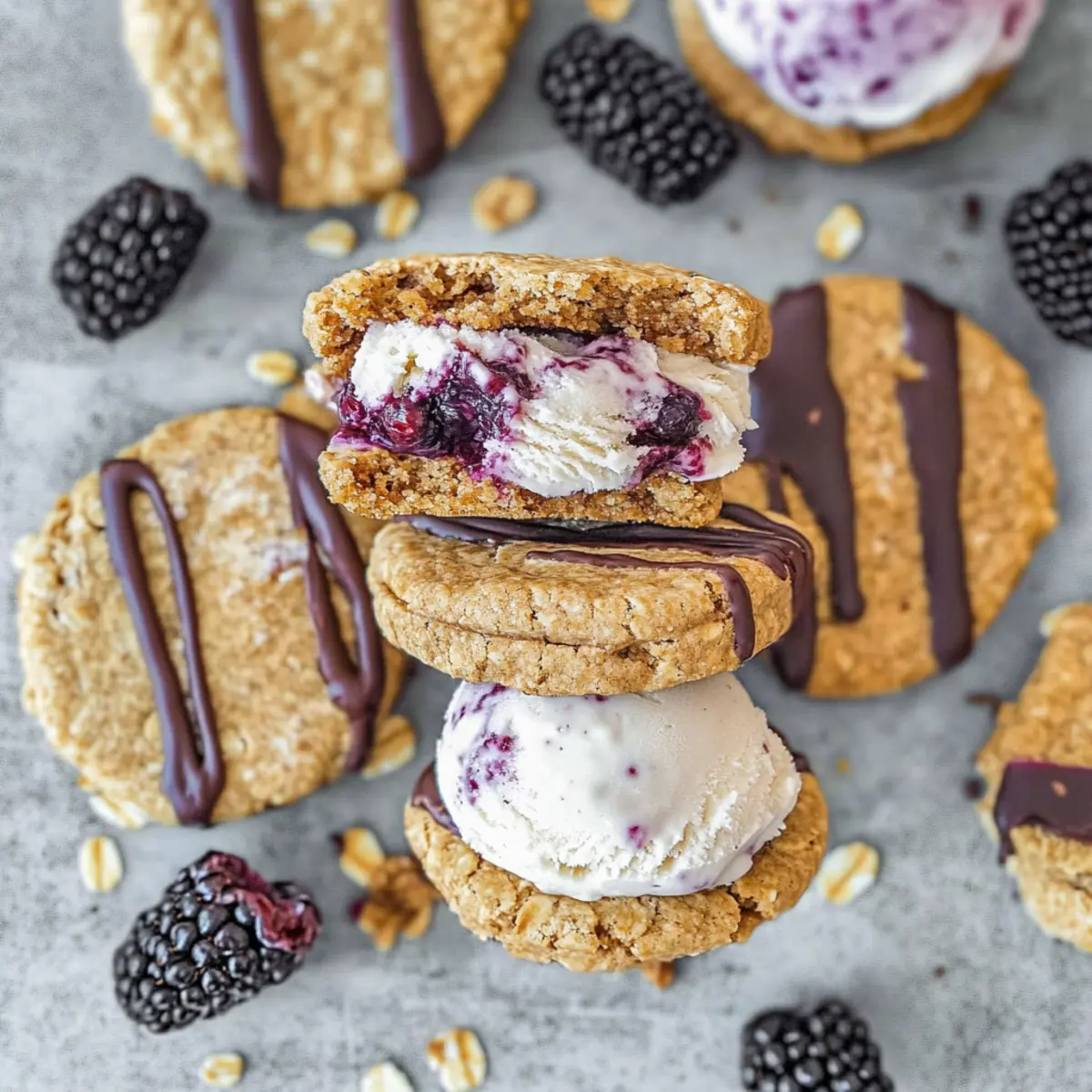 Blackberry Crumble Ice Cream Sandwiches