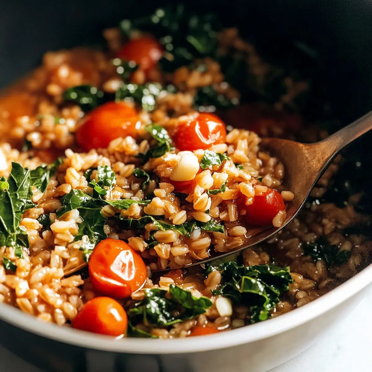 One-Pan Farro with Tomatoes and Kale