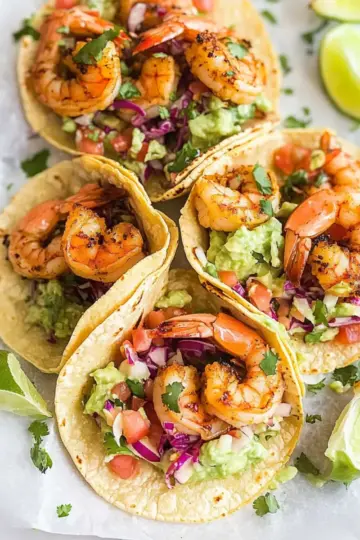 Shrimp Tacos with Cilantro Lime Slaw