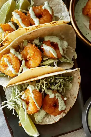 Beer Battered Shrimp Tacos