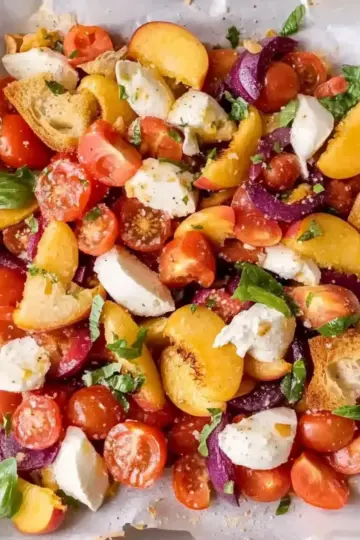 Tomato and Peach Panzanella Salad
