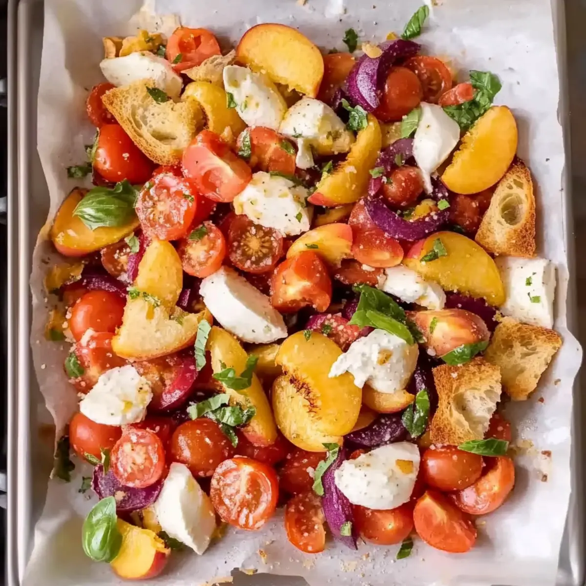 Tomato and Peach Panzanella Salad