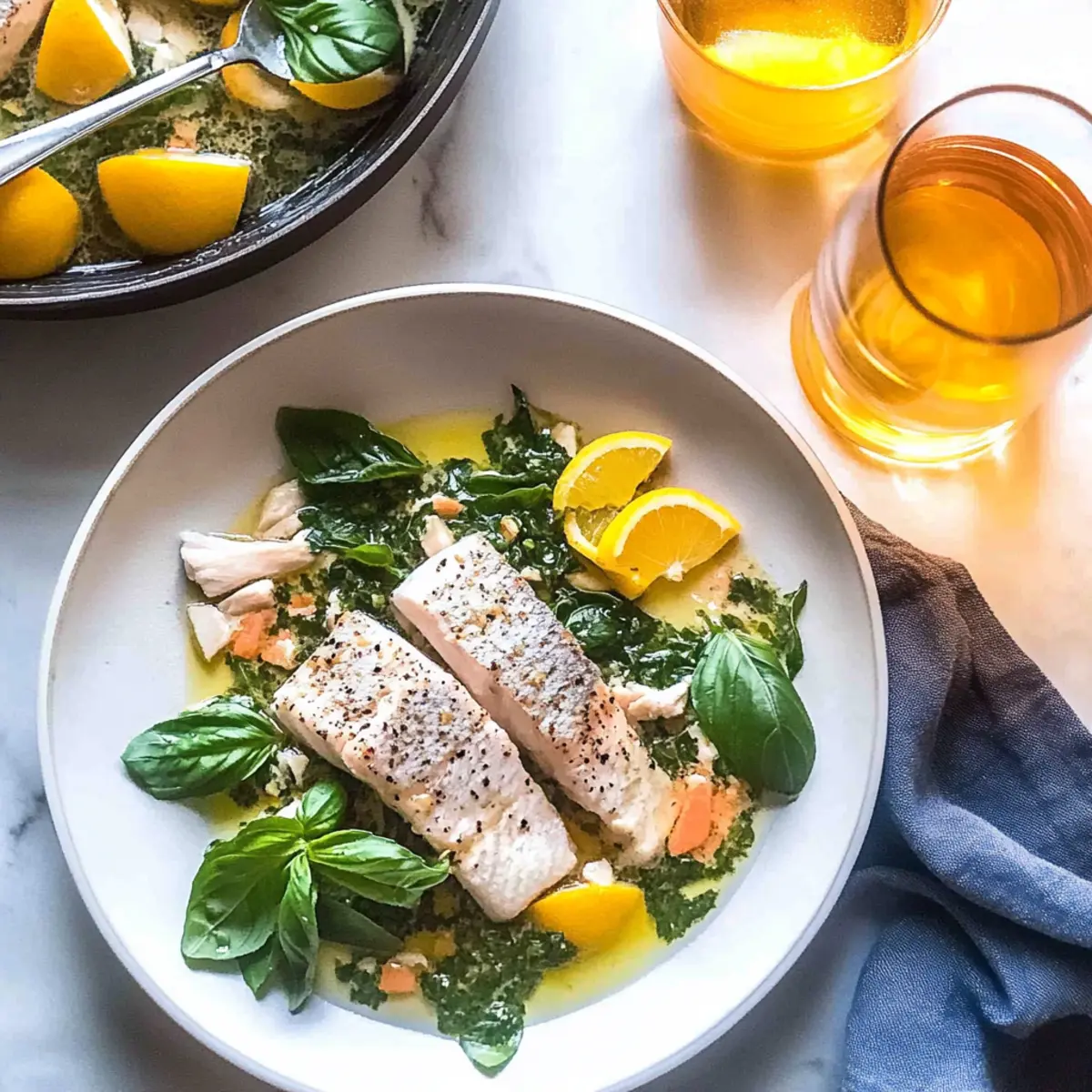 Bhetki Fish in Citrus Basil Butter Sauce