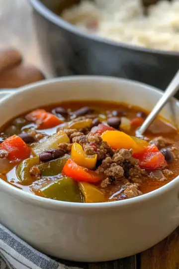 {Slow-Cooker} Stuffed Pepper Soup